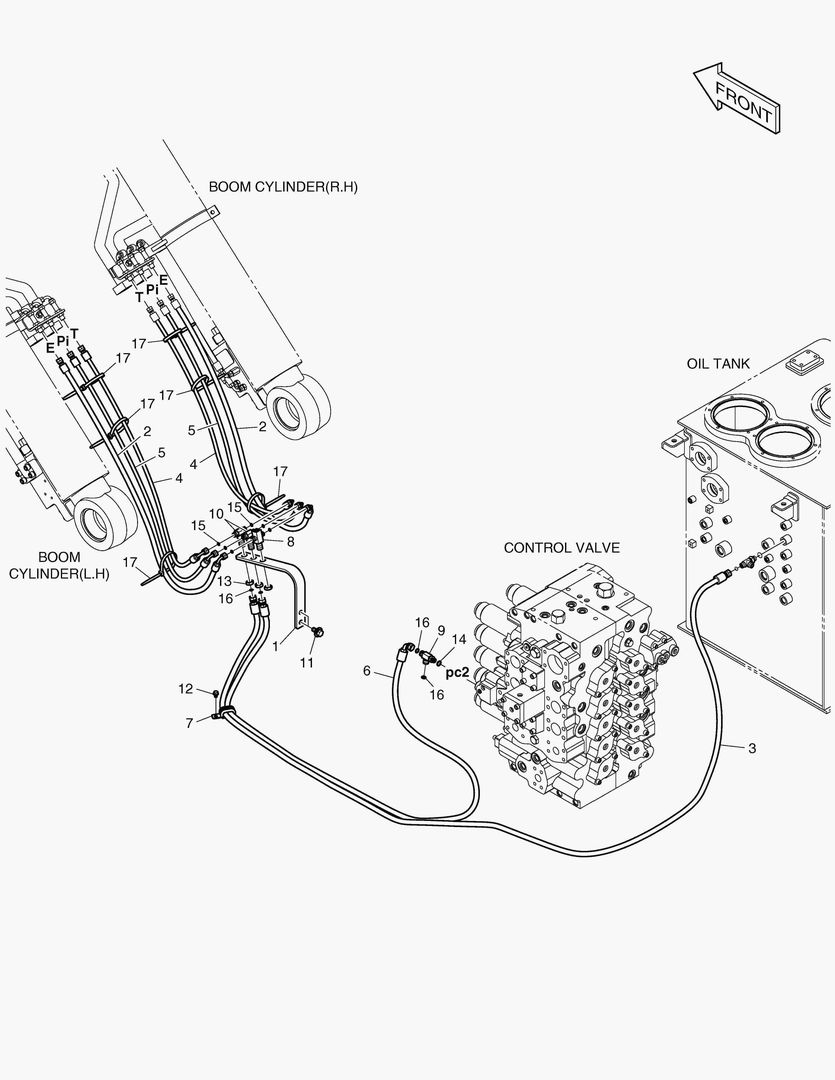 ТРУБОПРОВОД СЕРВОУПРАВЛЕНИЯ-ГИДРОЗАМОК СТРЕЛЫ