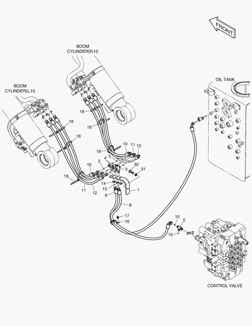 ТРУБОПРОВОД СЕРВОУПРАВЛЕНИЯ-ГИДРОЗАМОК СТРЕЛЫ