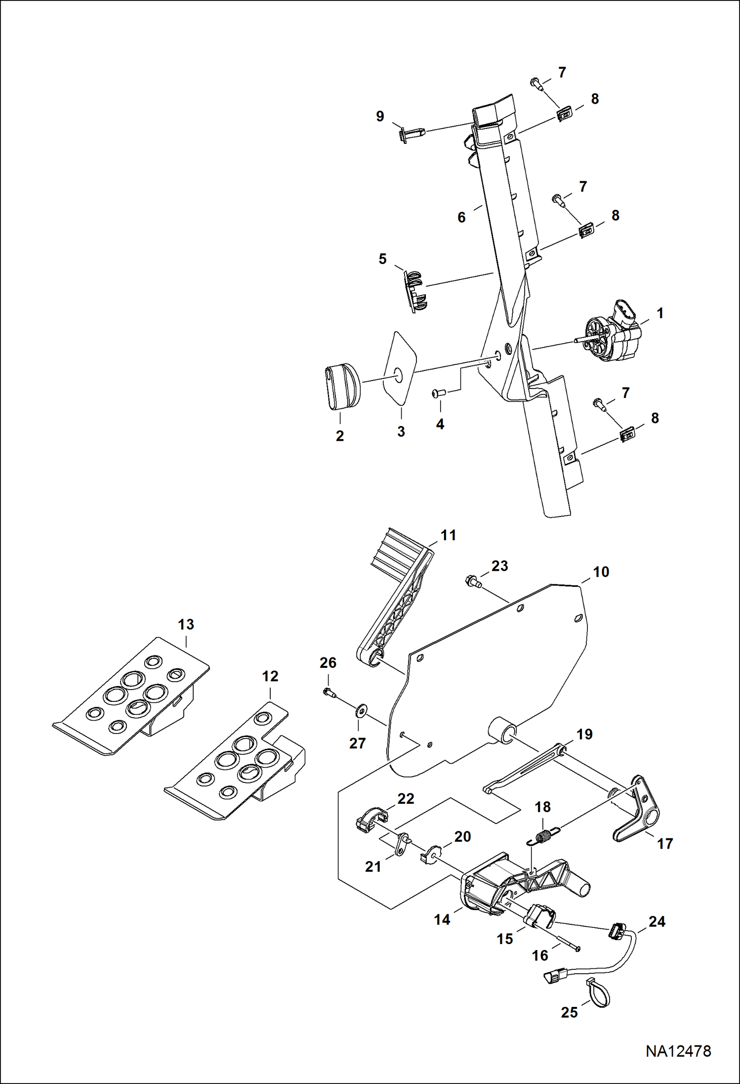 УСТРОЙСТВО РЕГУЛИРОВАНИЯ ОБОРОТОВ ДВИГАТЕЛЯ (С ПЕДАЛЬЮ ДРОССЕЛЬНОЙ ЗАСЛОНКИ) (СЕРИЙНЫЙ НОМЕР ALNW И ВЫШЕ)