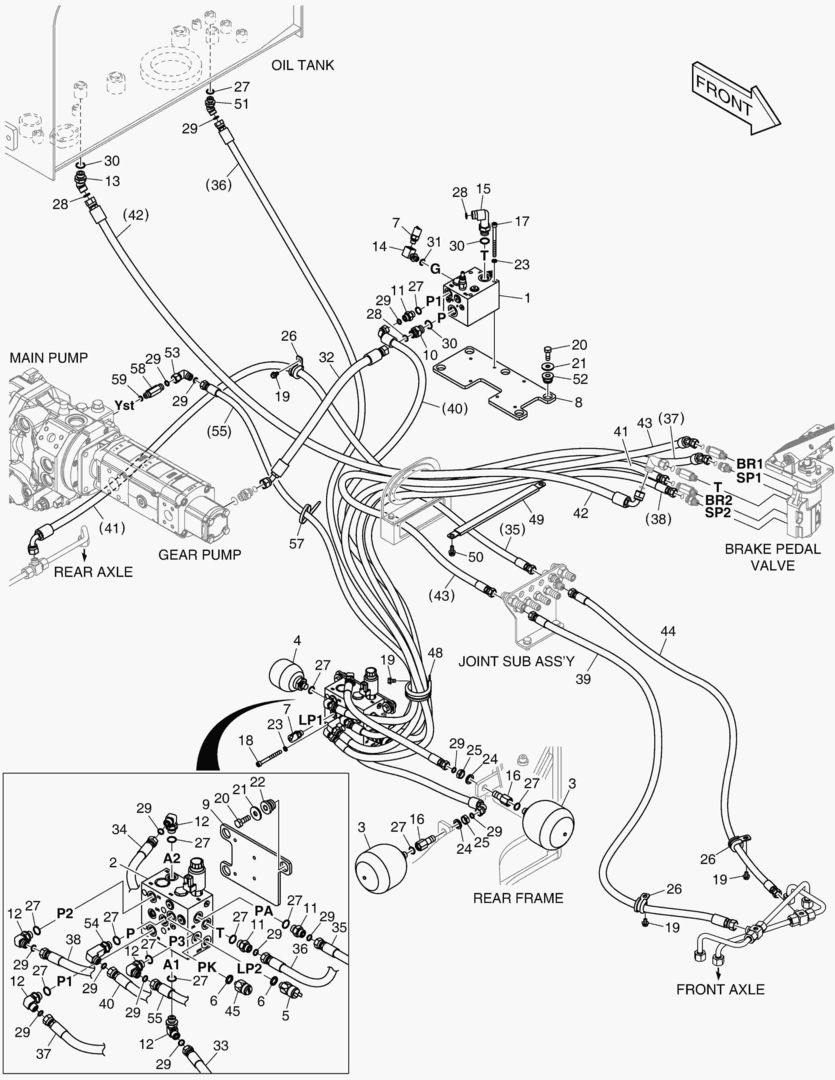 Схема 1280 BRAKE PIPING