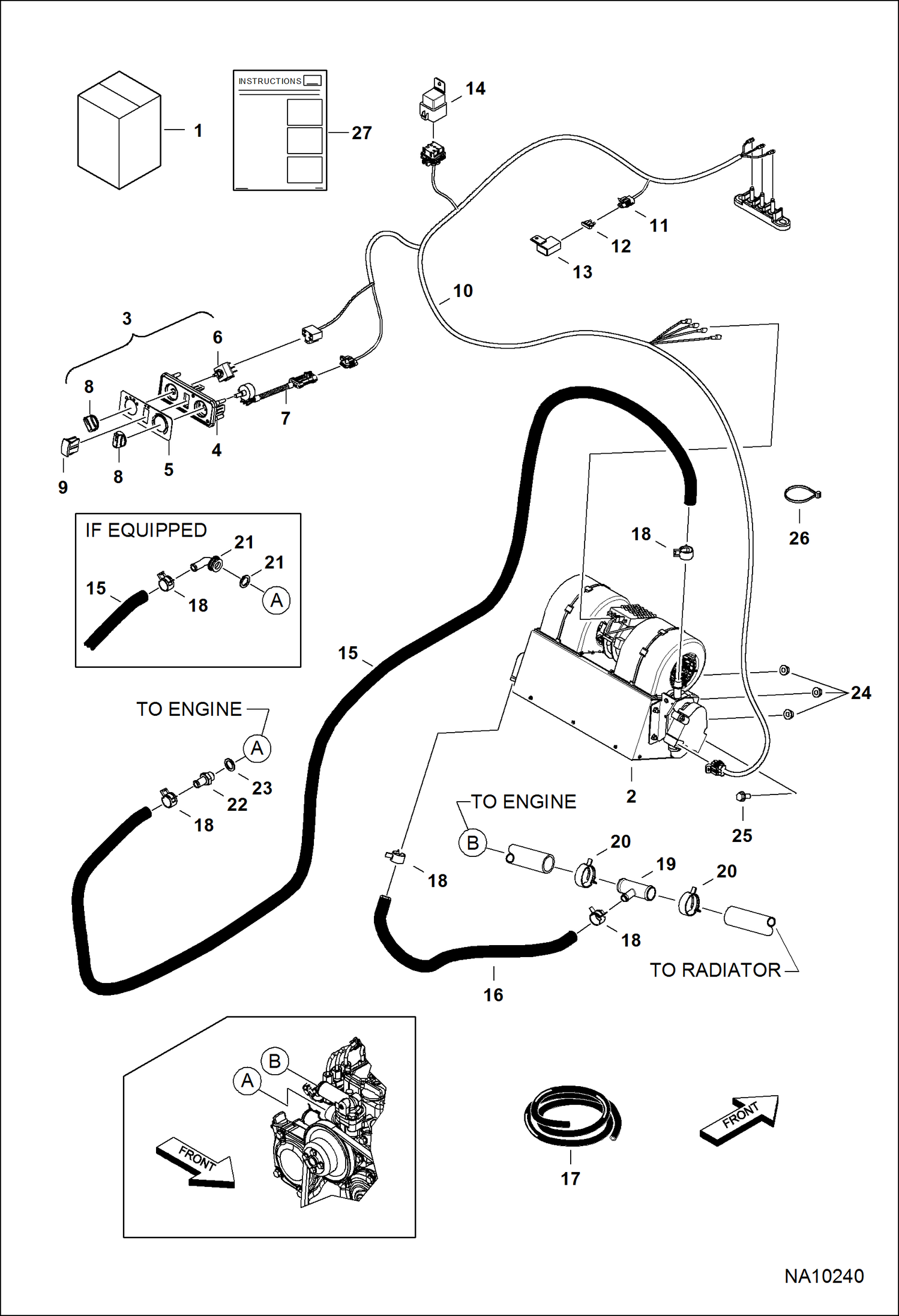Схема КОМПЛЕКТ ОБОГРЕВАТЕЛЯ (ДЛЯ ГАЗОВЫХ ИЛИ ДИЗЕЛЬНЫХ)