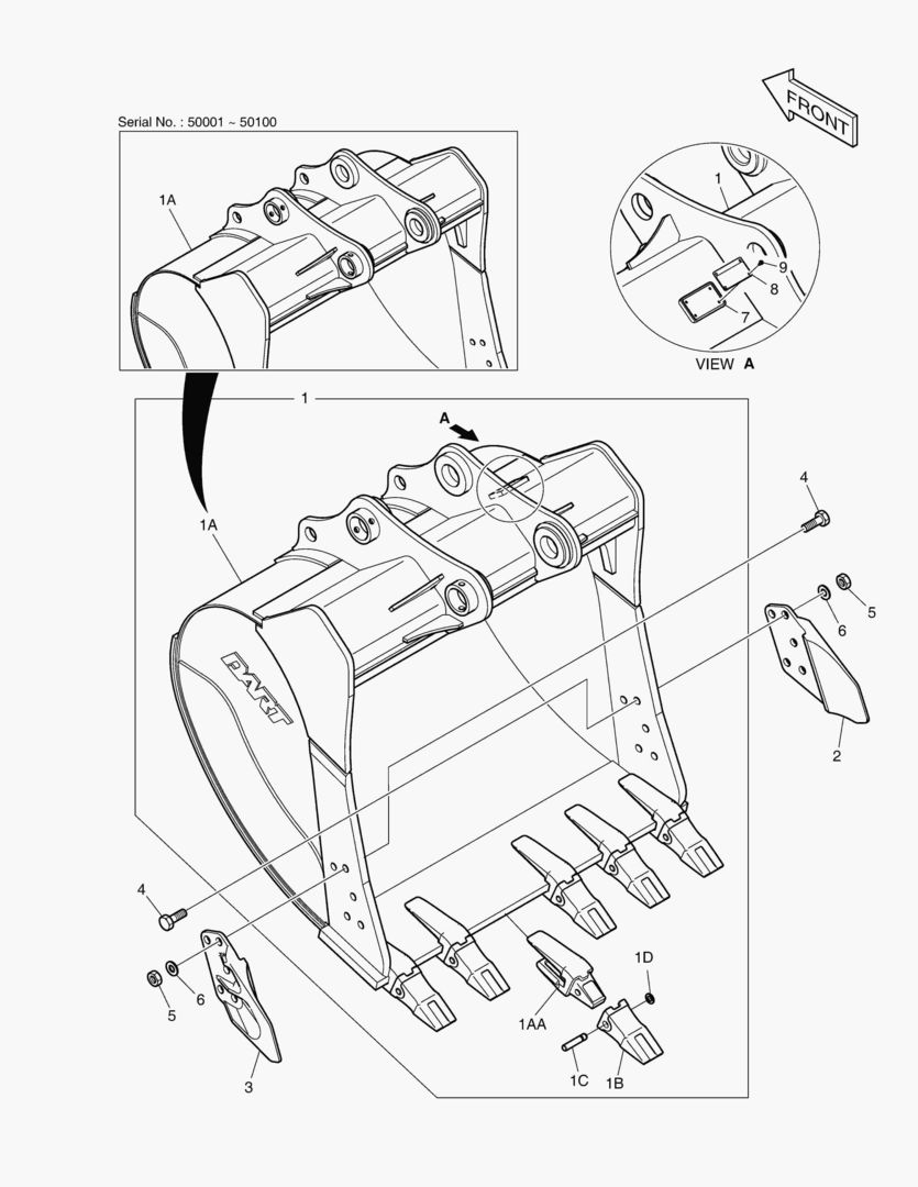 6360 BUCKET ASS`Y - 1.32mВі(57`) - SIDE PIN