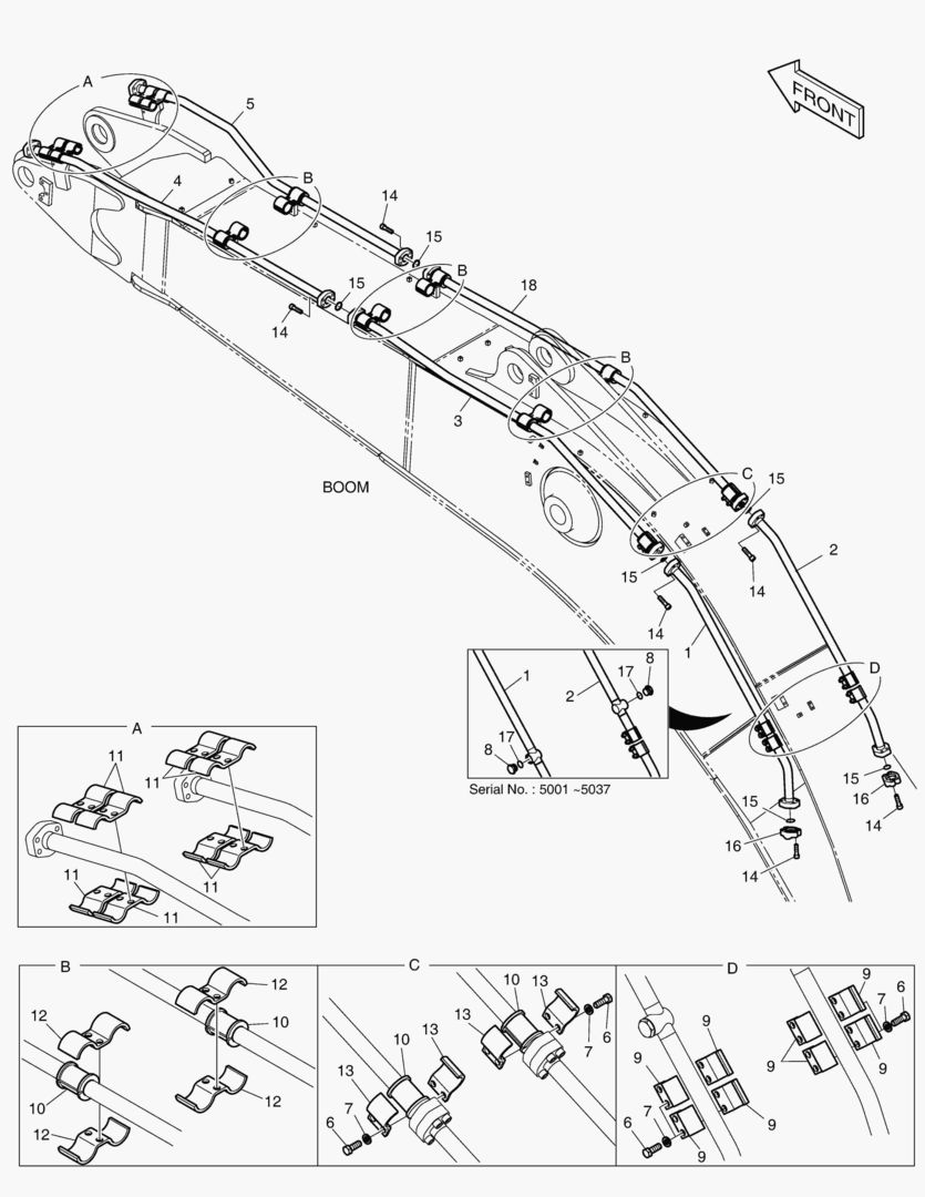 6180 BOOM PIPING - ONE & TWO WAY(BOOM 7.7m)