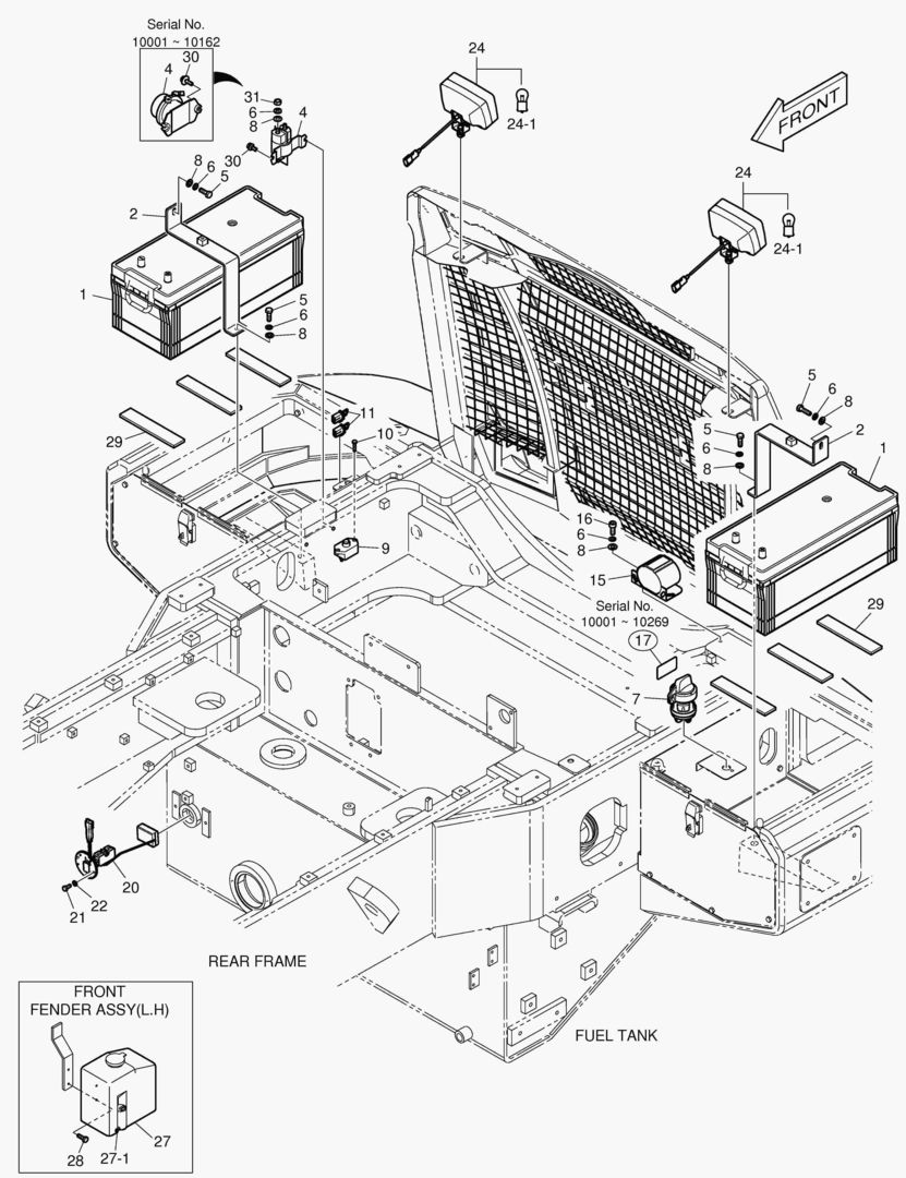 1640 ELECTRIC PARTS - BATTERY & REAR LAMP