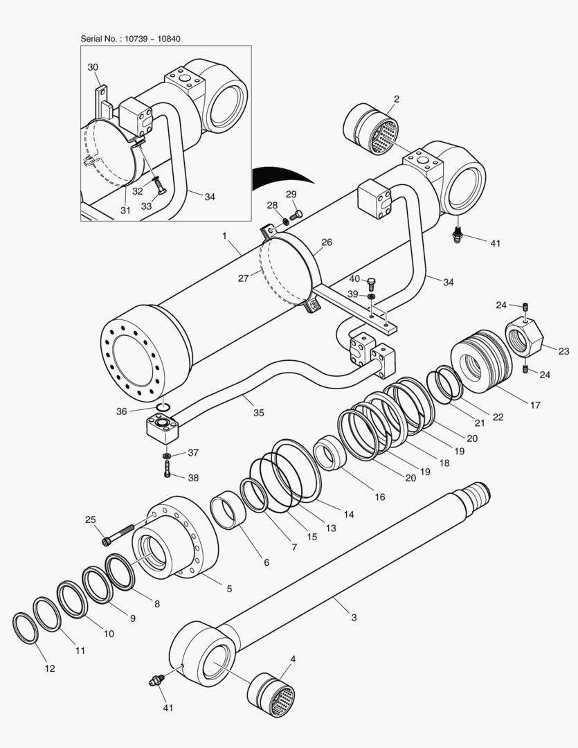 ЦИЛИНДР СТРЕЛЫ - ПРАВОСТОРОННИЙ(ГИДРОЗАМОК)