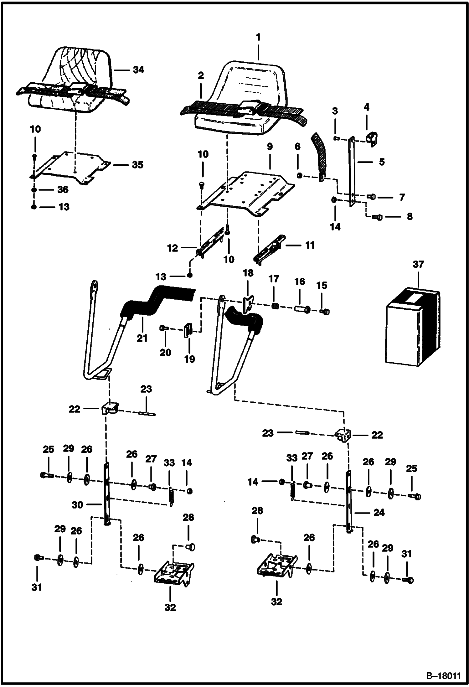 СИДЕНЬЕ И ОПОРА СИДЕНЬЯ (СЕРИЙНЫЙ НОМЕР 11950 И ВЫШЕ)