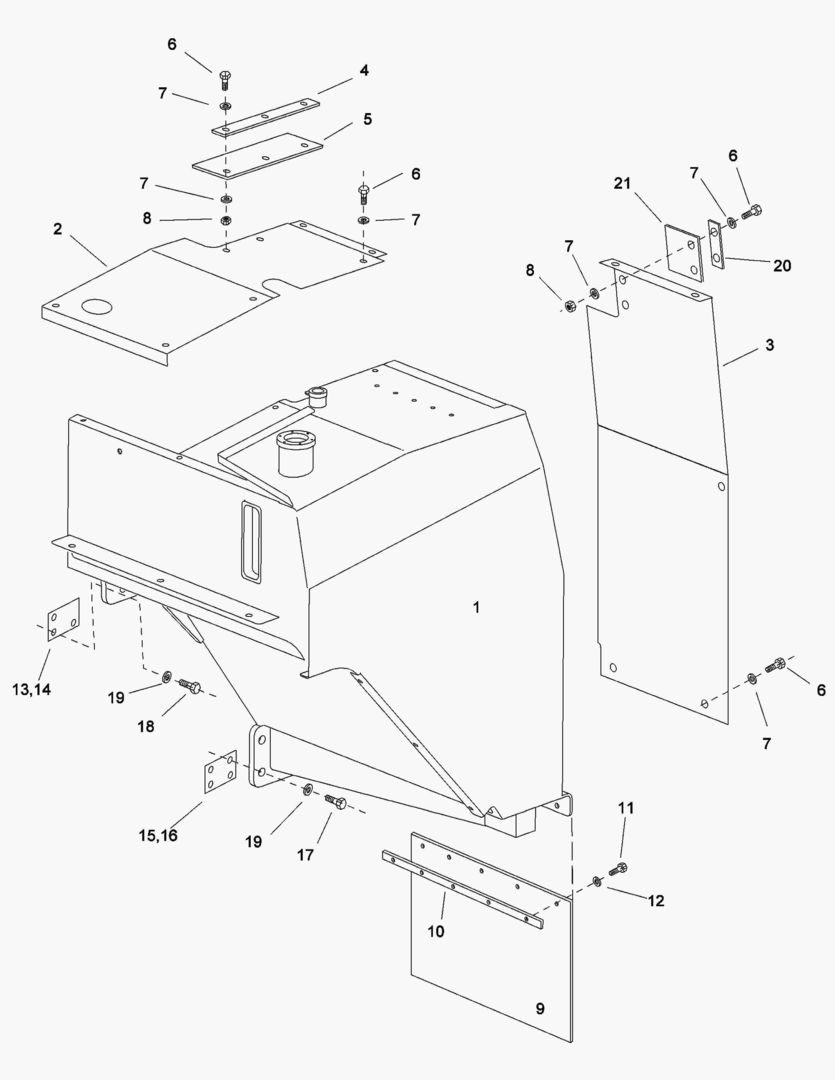 G073-9 HYDRAULIC TANK; REAR MUDGUARD