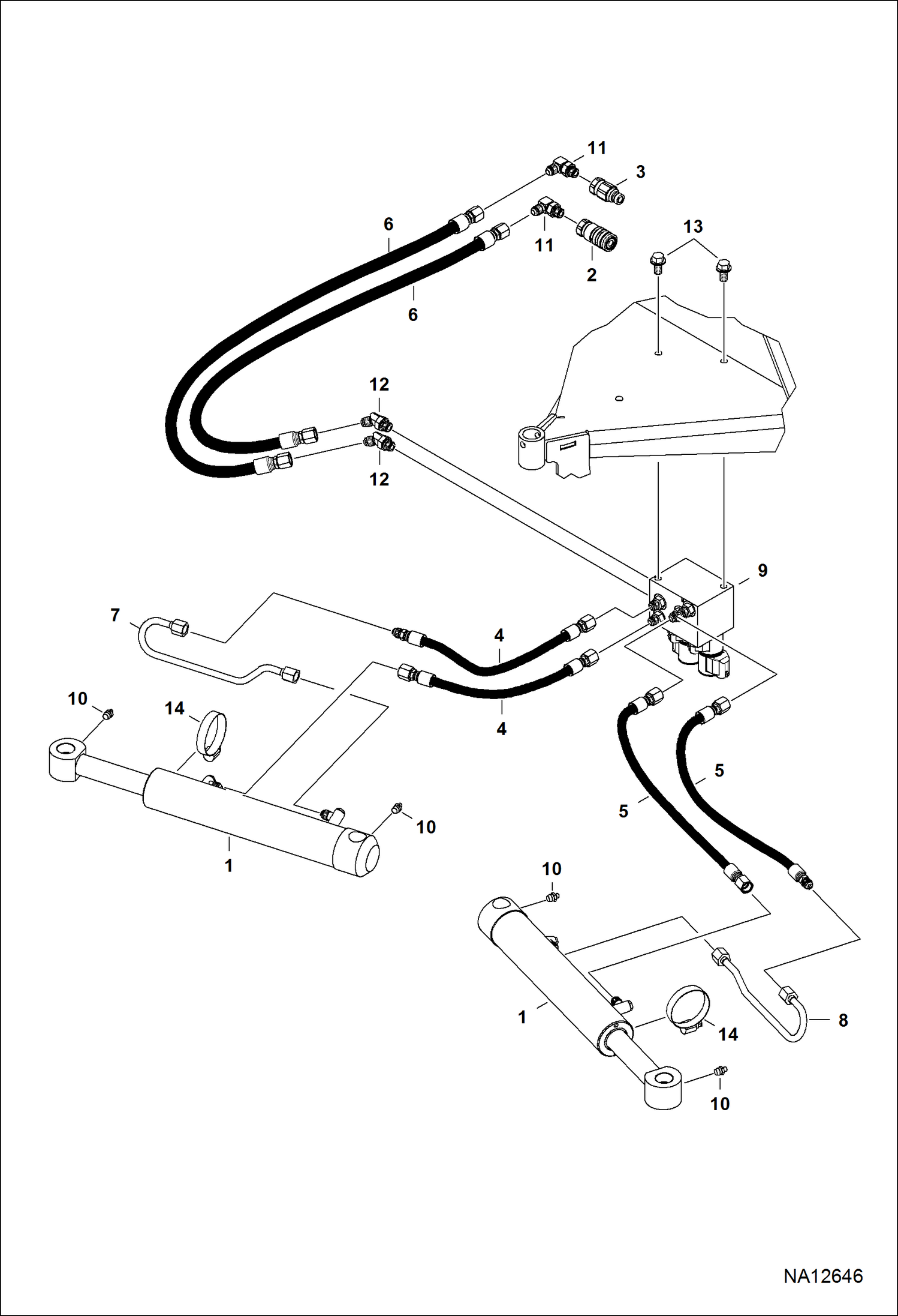 V-ОТВАЛ (СХЕМА ГИДРАВЛИЧЕСКОЙ СИСТЕМЫ) (B48C01001 И ВЫШЕ)
