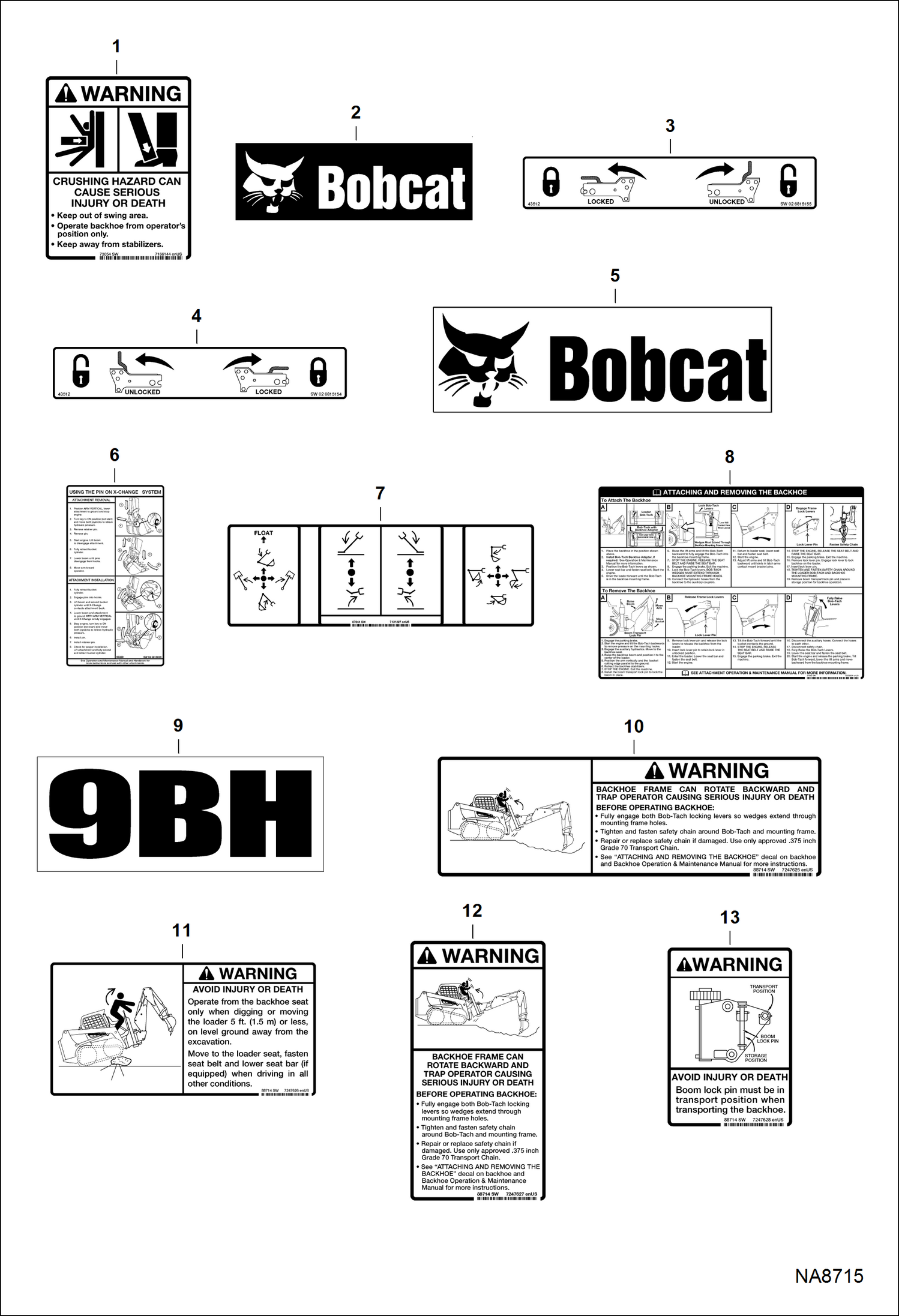 ЭКСКАВАТОР-ПОГРУЗЧИК (ПРЕДУПРЕЖДАЮЩИЕ ТАБЛИЧКИ) (9BH B38Y)