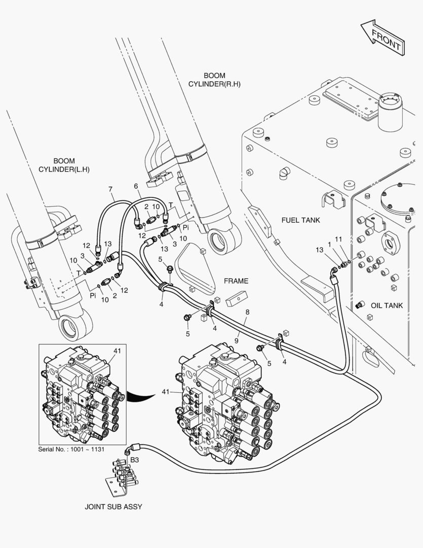 ТРУБОПРОВОД СЕРВОУПРАВЛЕНИЯ-ГИДРОЗАМОК СТРЕЛЫ