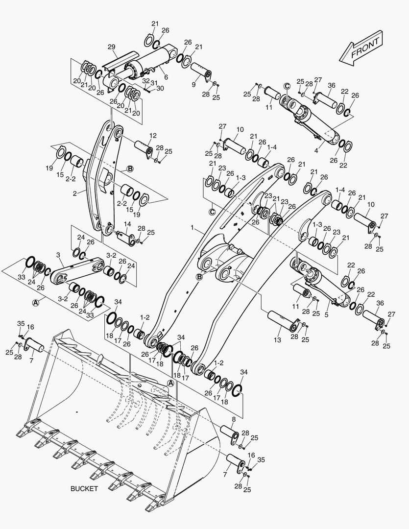 РУКОЯТЬ ПОГРУЗЧИКА В СБОРЕ - ДЛИННАЯ СТРЕЛА
