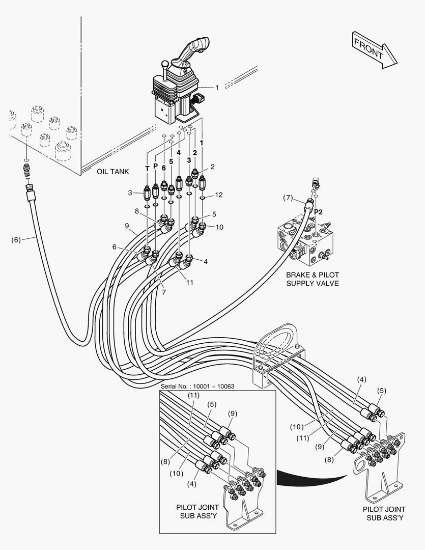 Схема ТРУБОПРОВОД СЕРВОУПРАВЛЕНИЯ - 3 КАТУШКИ