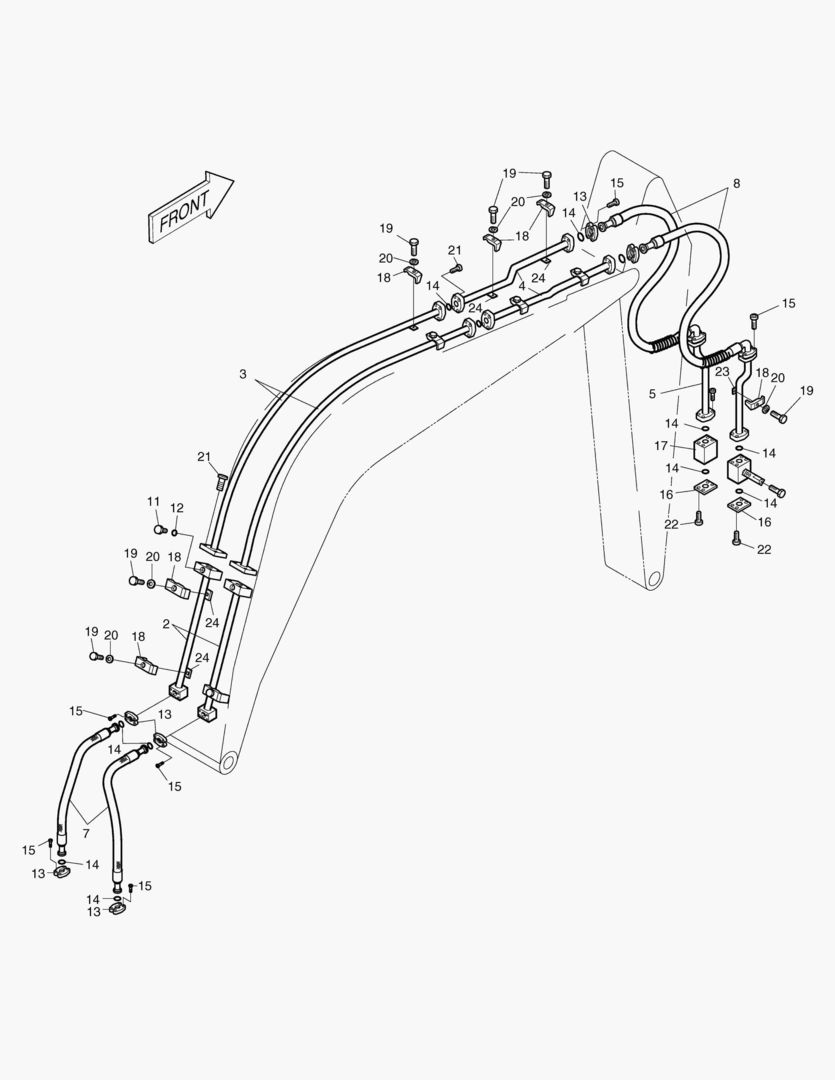 ПЕРЕДНИЙ ТРУБОПРОВОД-ГИДРОМОЛОТ