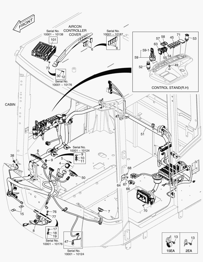 Схема ЭЛЕКТРИЧЕСКИЕ ЗАПЧАСТИ(1) - КАБИНА