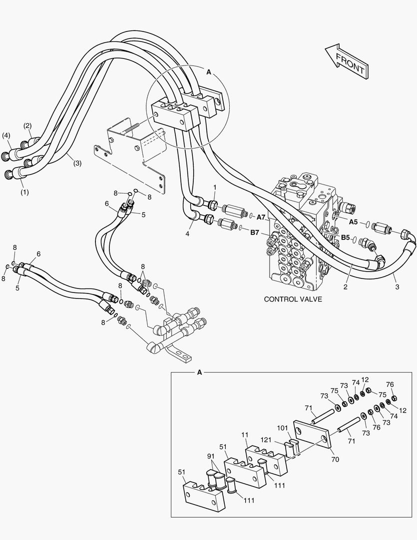 1280 MAIN PIPING(4) - ARM & BUCKET [5001~5013]