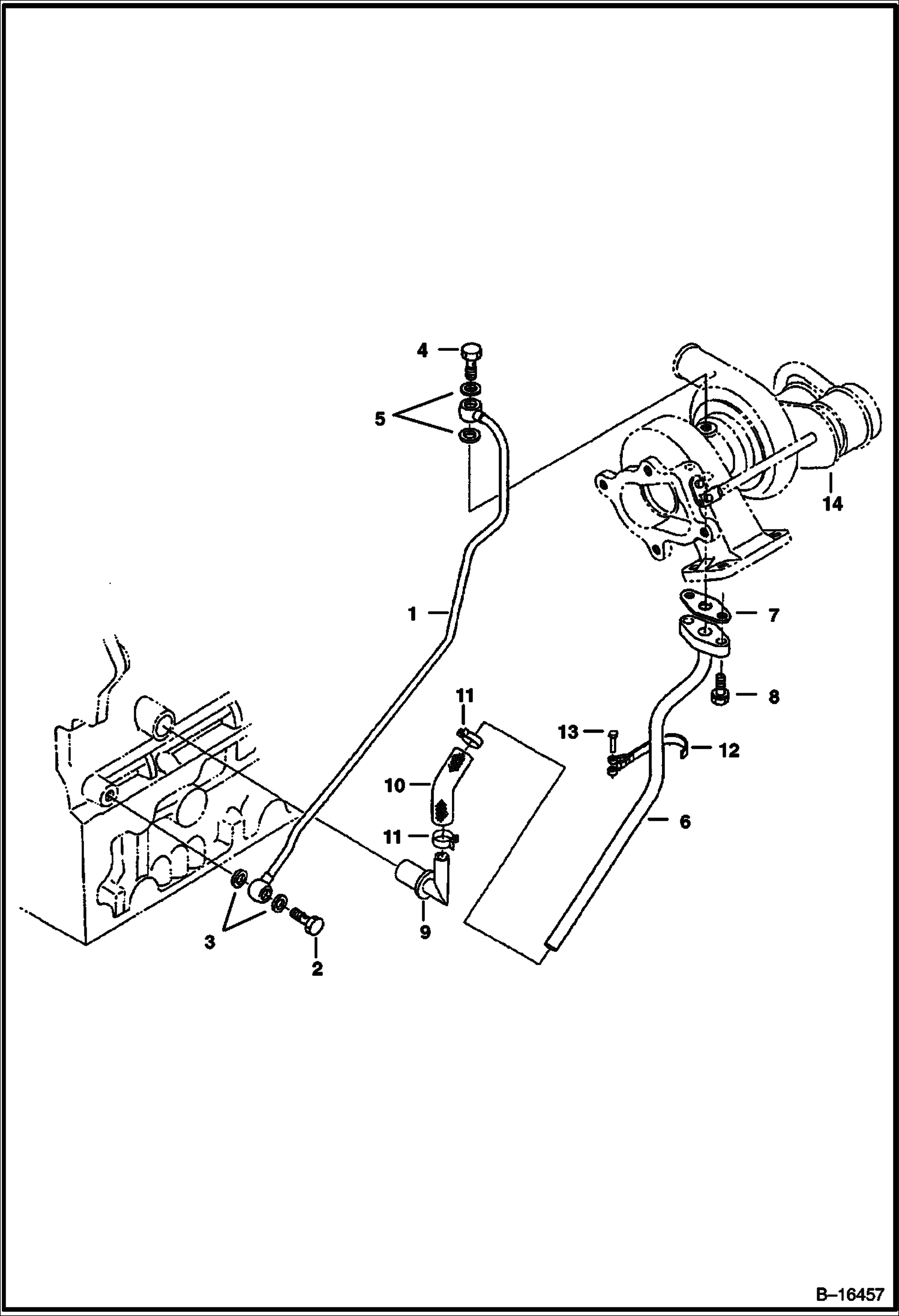 МАСЛЯНАЯ ТРУБКА (KUBOTA - V2003T) (ТУРБОНАГНЕТАТЕЛЬ )