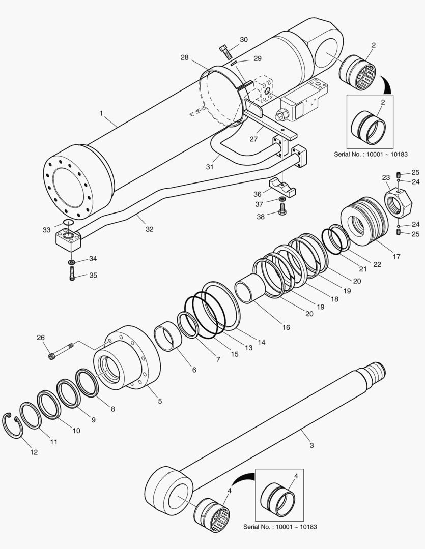 ЦИЛИНДР СТРЕЛЫ(ПРАВОСТОРОННИЙ)-ГИДРОЗАМОК