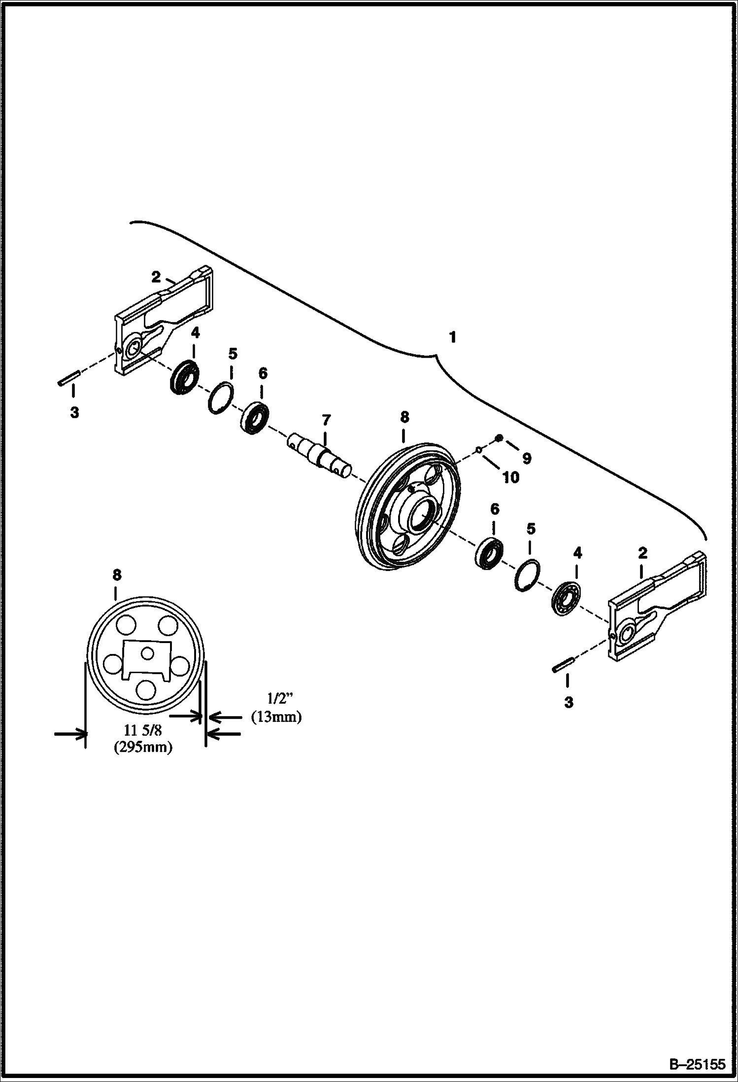 ПЕРЕДНЕЕ НАТЯЖНОЕ КОЛЕСО (ДЛЯ ВСЕХ СТАЛЬНЫХ ГУСЕНИЦ) (С ПРОБКОЙ ОТВЕРСТИЯ ДЛЯ СПУСКА МАСЛА)