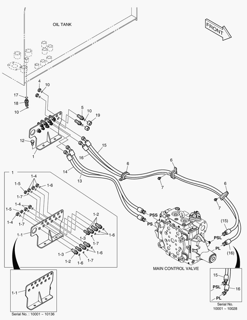 ТРУБОПРОВОД СЕРВОУПРАВЛЕНИЯ - 2 КАТУШКИ(3 РЫЧАГА)