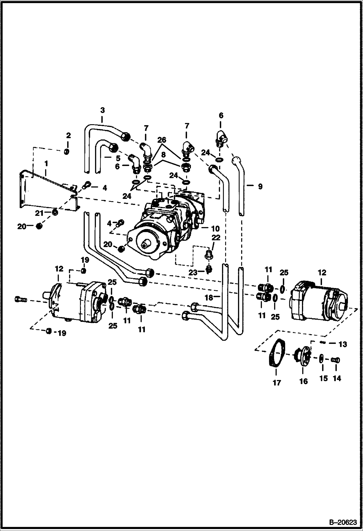 ГИДРОСТАТИЧЕСКИЙ НАСОС И ДЕТАЛИ ДВИГАТЕЛЯ (СЕРИЙНЫЙ НОМЕР 1099 И ВЫШЕ)