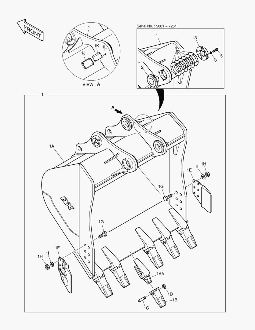 7100 BUCKET ASS`Y - 1.5mВі(S.H TYPE) [5001~7100]