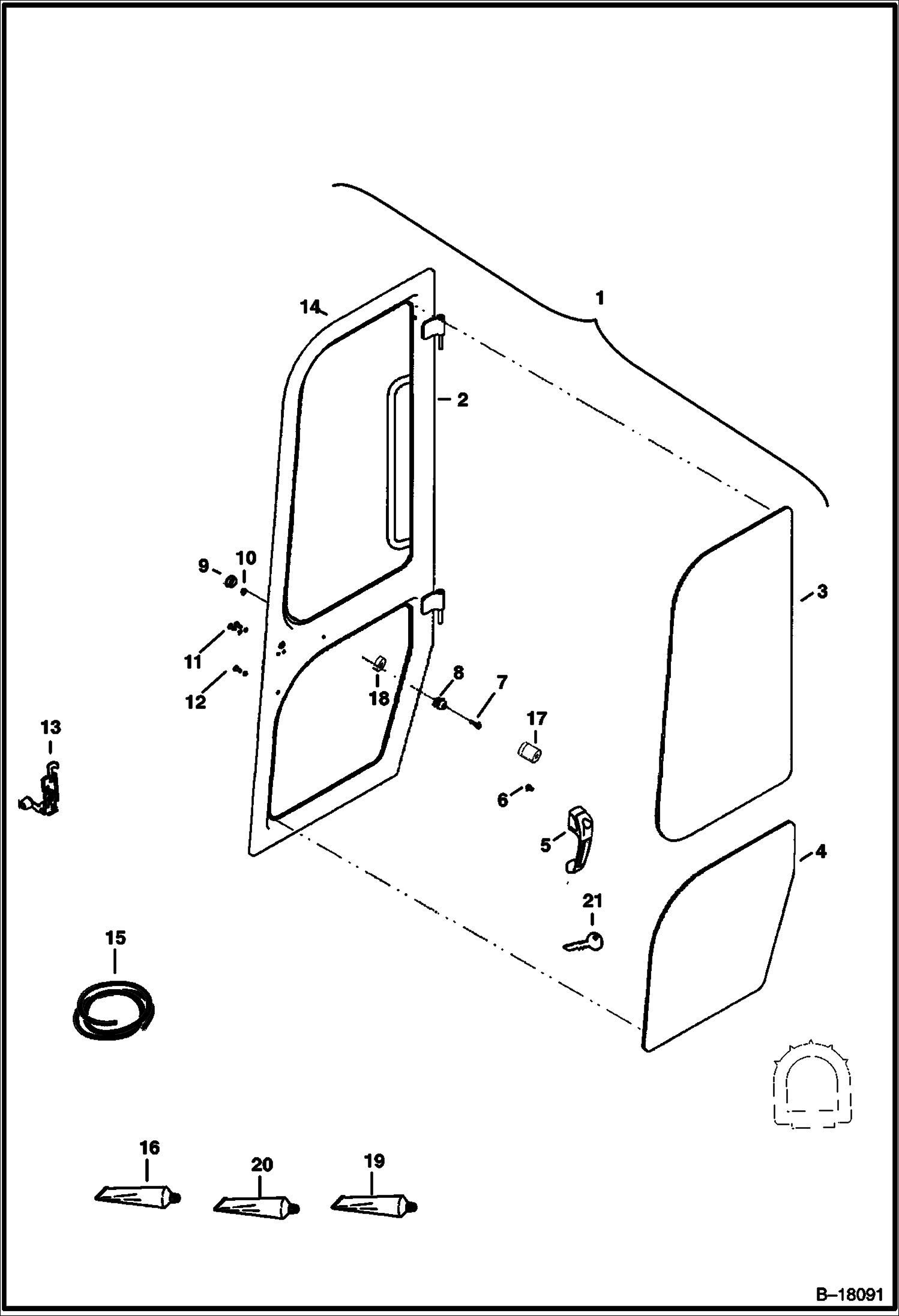 КАБИНА ВОДИТЕЛЯ (ДВЕРЬ) (СЕРИЙНЫЙ НОМЕР 512918490 И ВЫШЕ, 517711092 И ВЫШЕ И 516711787 И ВЫШЕ)