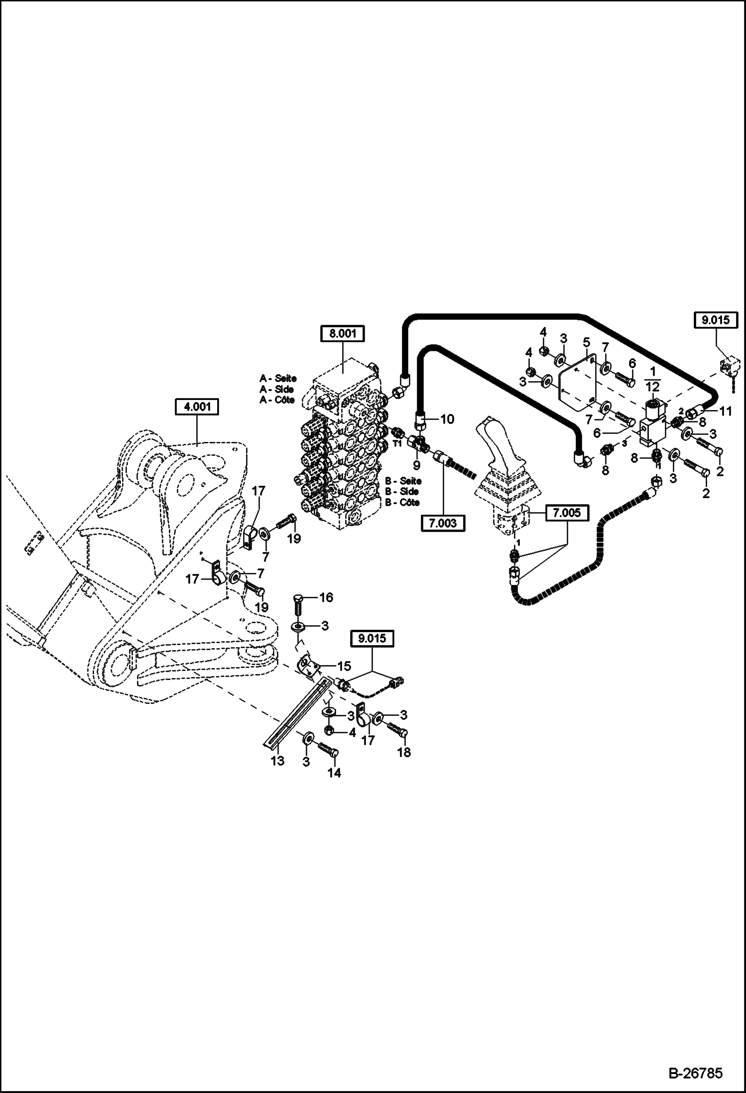 Схема ГИДРОУСТАНОВКА МОНОБЛОК ОГРАНИЧЕНИЯ СТРЕЛЫ ПО ВЫСОТЕ - СТРЕЛА - НОВАЯ ВЕРСИЯ