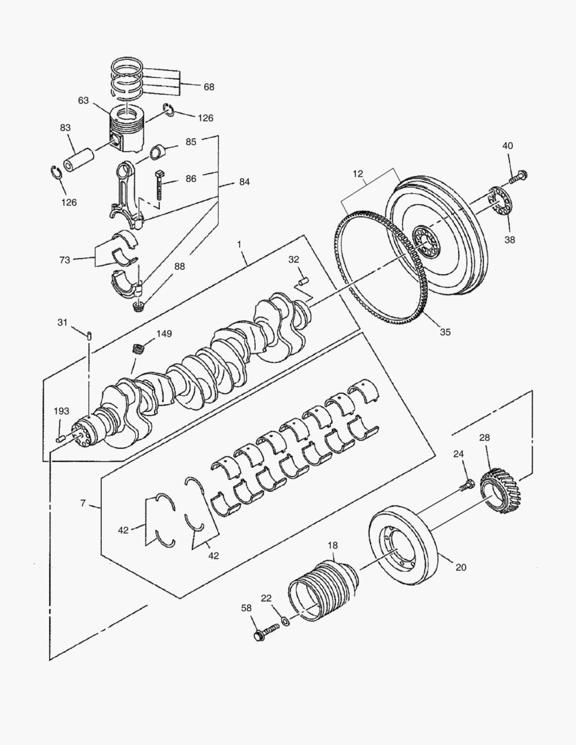 015 CRANKSHAFT & PISTON AND FLYWHEEL