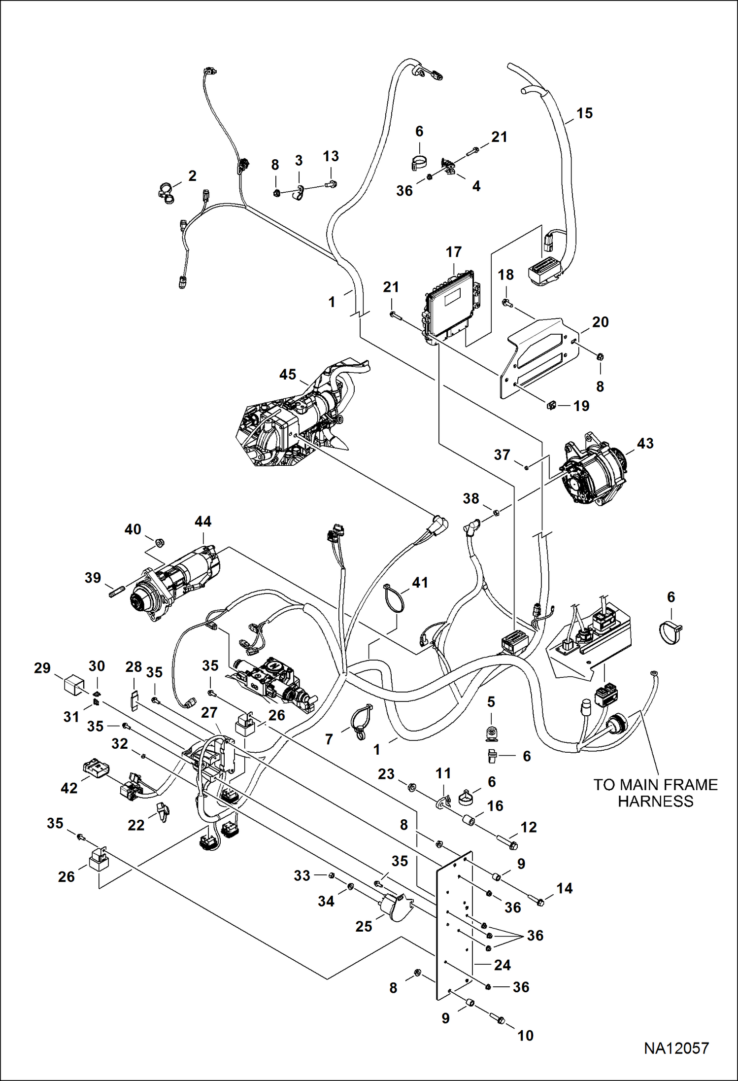 ЭЛЕКТРОСХЕМА ДВИГАТЕЛЯ (ГЛАВНЫЙ ЖГУТ ПРОВОДОВ)