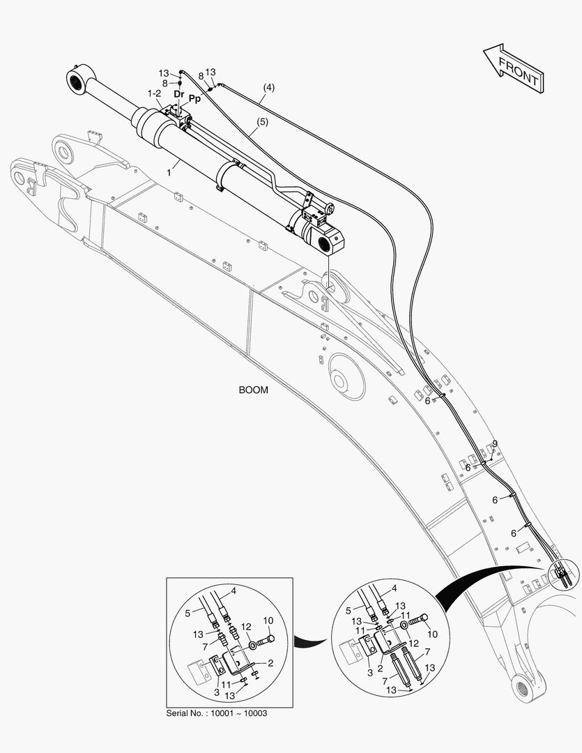 6500 BOOM PIPING - ARM LOCK VALVE(BOOM 7.7m)