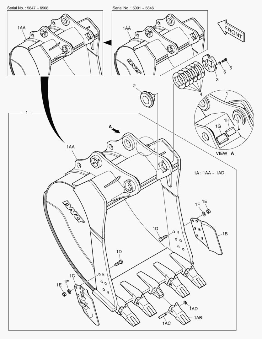 6700 BUCKET ASS`Y - 1.27mВі(48`) - SIDE PIN [5001~7251]