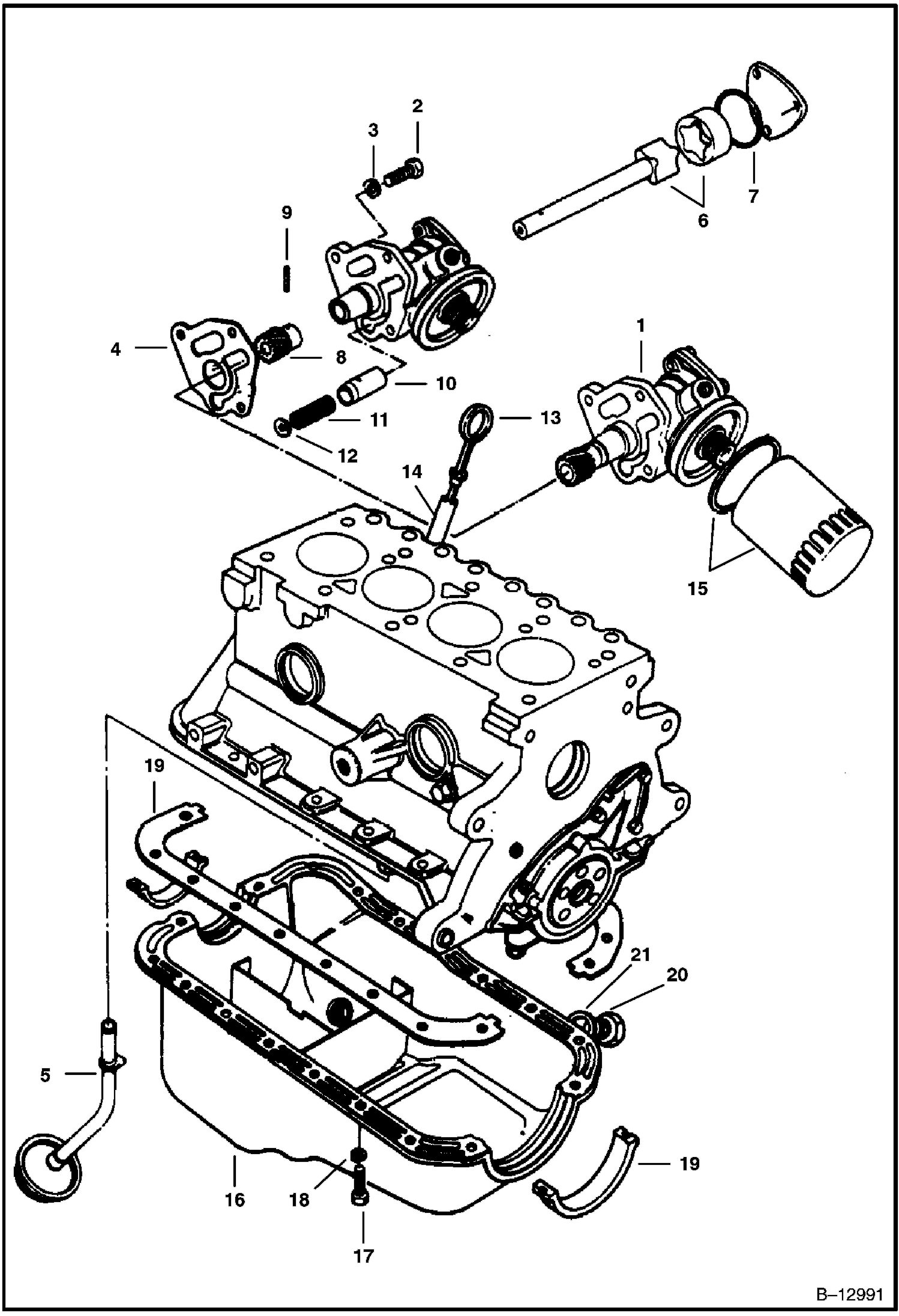 МАСЛЯНЫЙ НАСОС И ПОДДОН КАРТЕРА (СЕРИЙНЫЙ НОМЕР 12001 И ВЫШЕ)