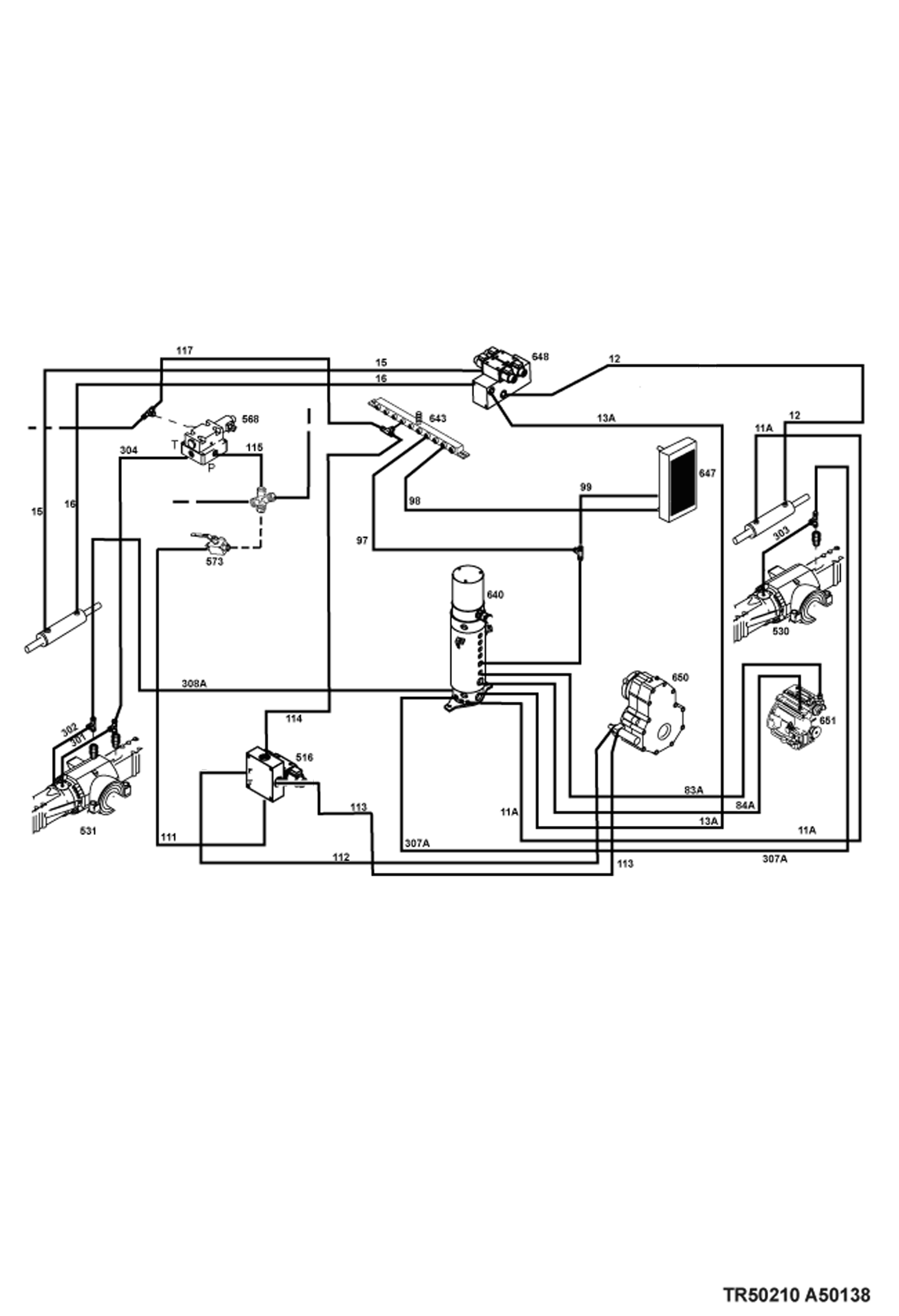 СХЕМА ГИДРАВЛИЧЕСКОЙ СИСТЕМЫ (ХОДОВАЯ ЧАСТЬ)