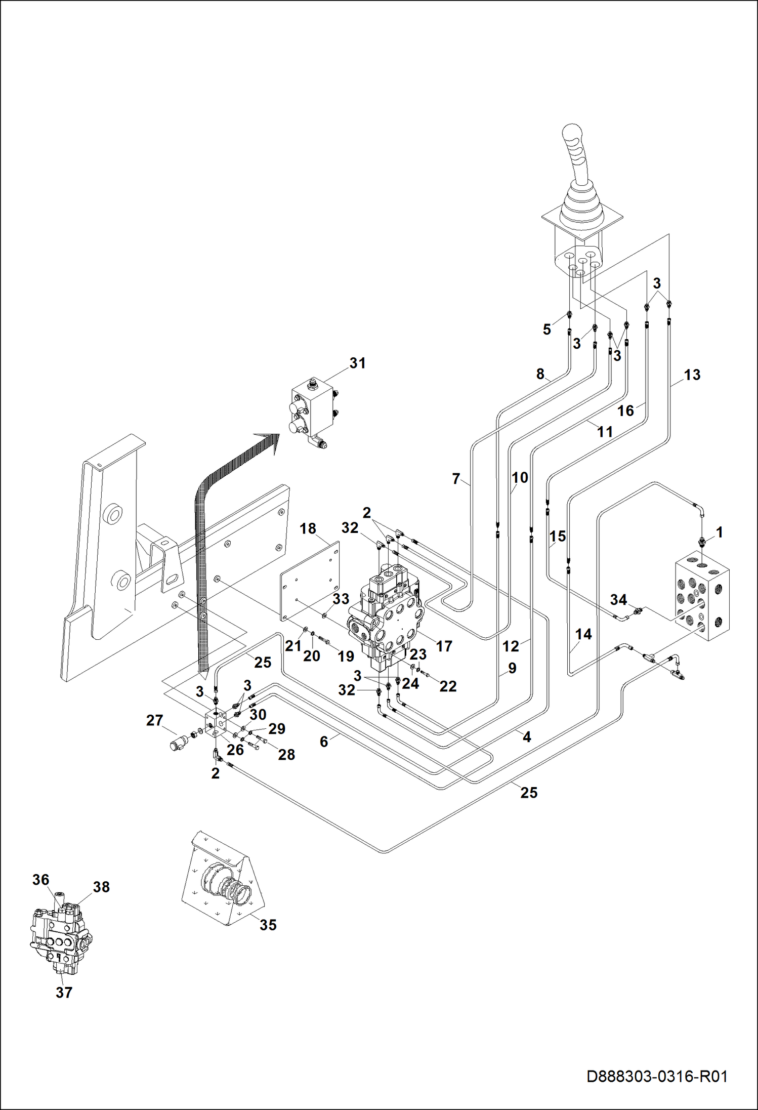 ДЕТАЛИ ДЛЯ СОЕДИНЕНИЯ РАСПРЕДЕЛИТЕЛЯ ПОГРУЗЧИКА