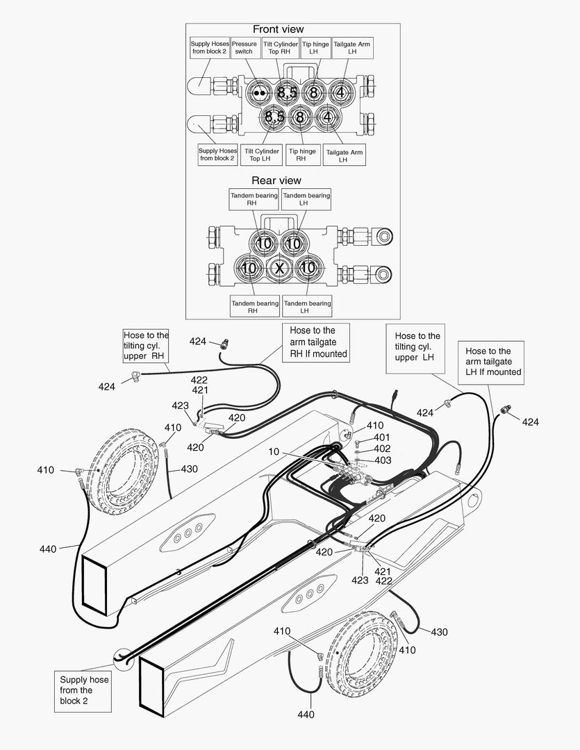 G490-90 CENTRAL LUBRICATION, MOUNTING PARTS REAR FRAME