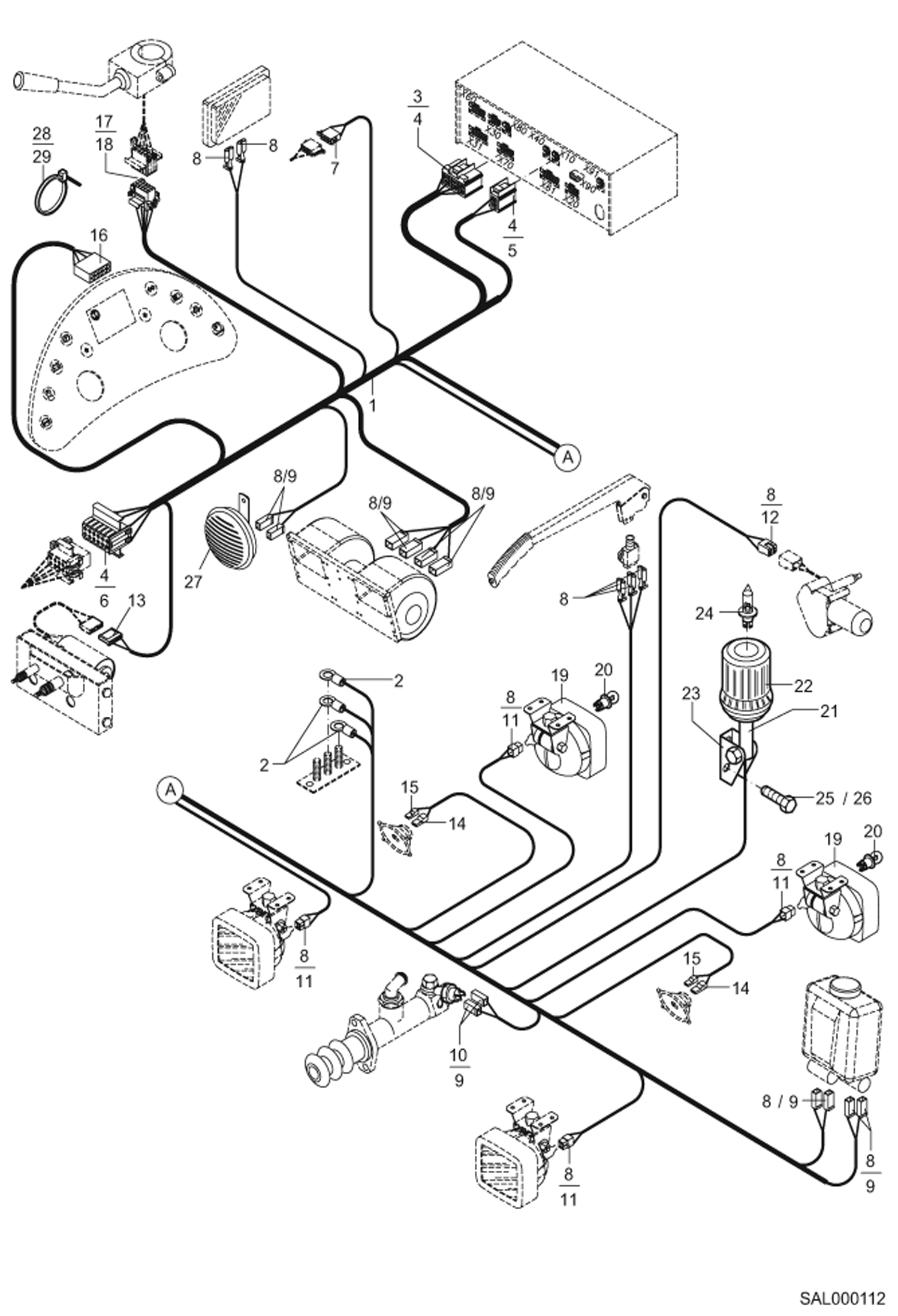 Схема ЭЛЕКТРООБОРУДОВАНИЕ КАБИНЫ ВОДИТЕЛЯ