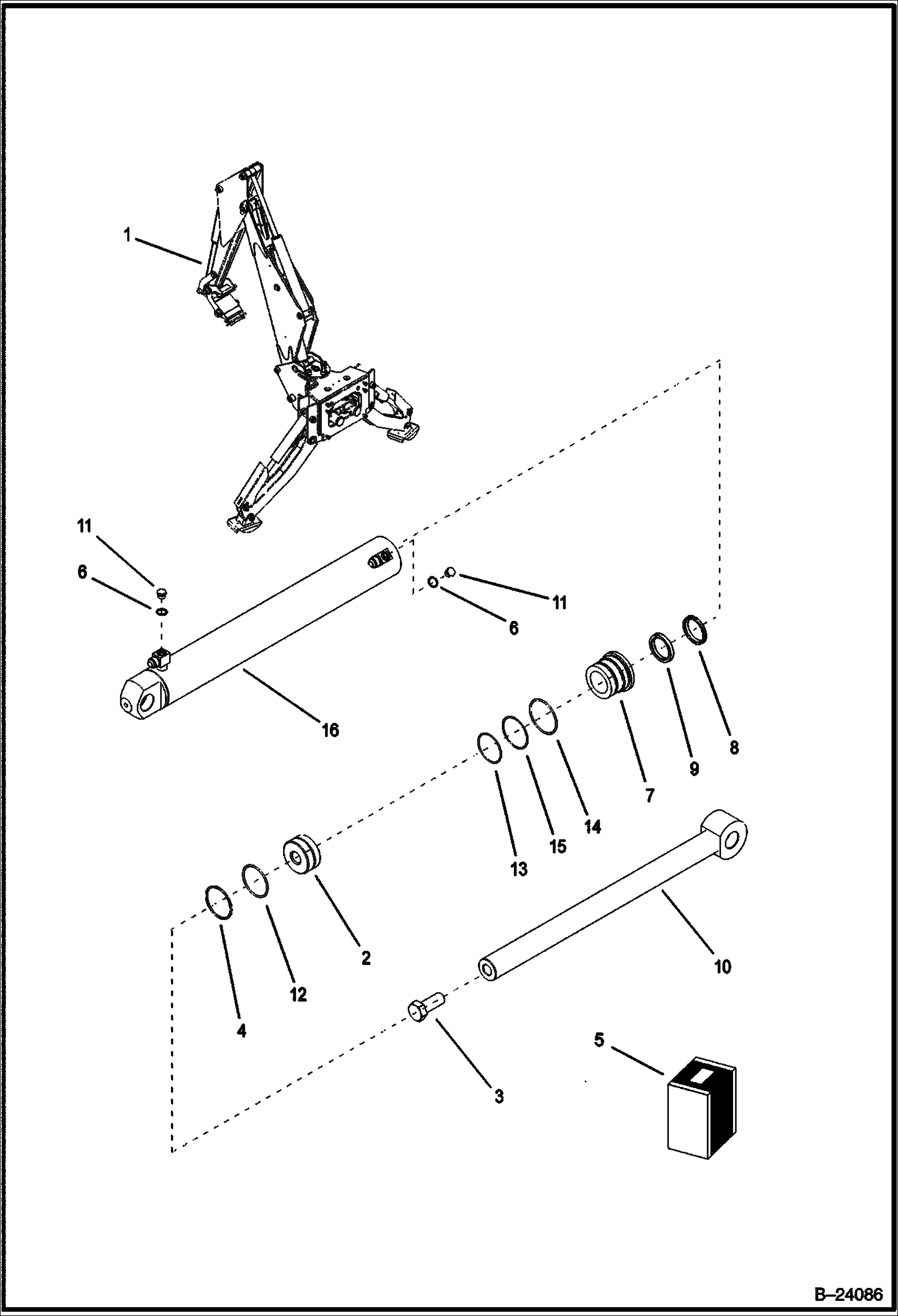 ЦИЛИНДР КОВША (УСТАНОВЛЕННАЯ ПО ЦЕНТРУ ОБРАТНАЯ ЛОПАТА)