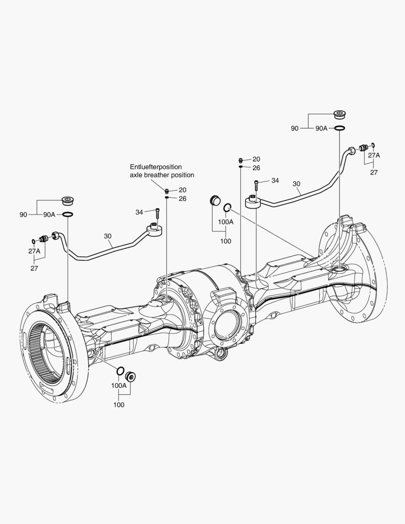 3450 AXLE PIPING - REAR AXLE(STD)