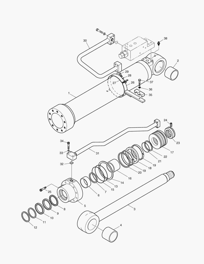 ЦИЛИНДР СТРЕЛЫ - ЛЕВОСТОРОННИЙ (ГИДРОЗАМОК)