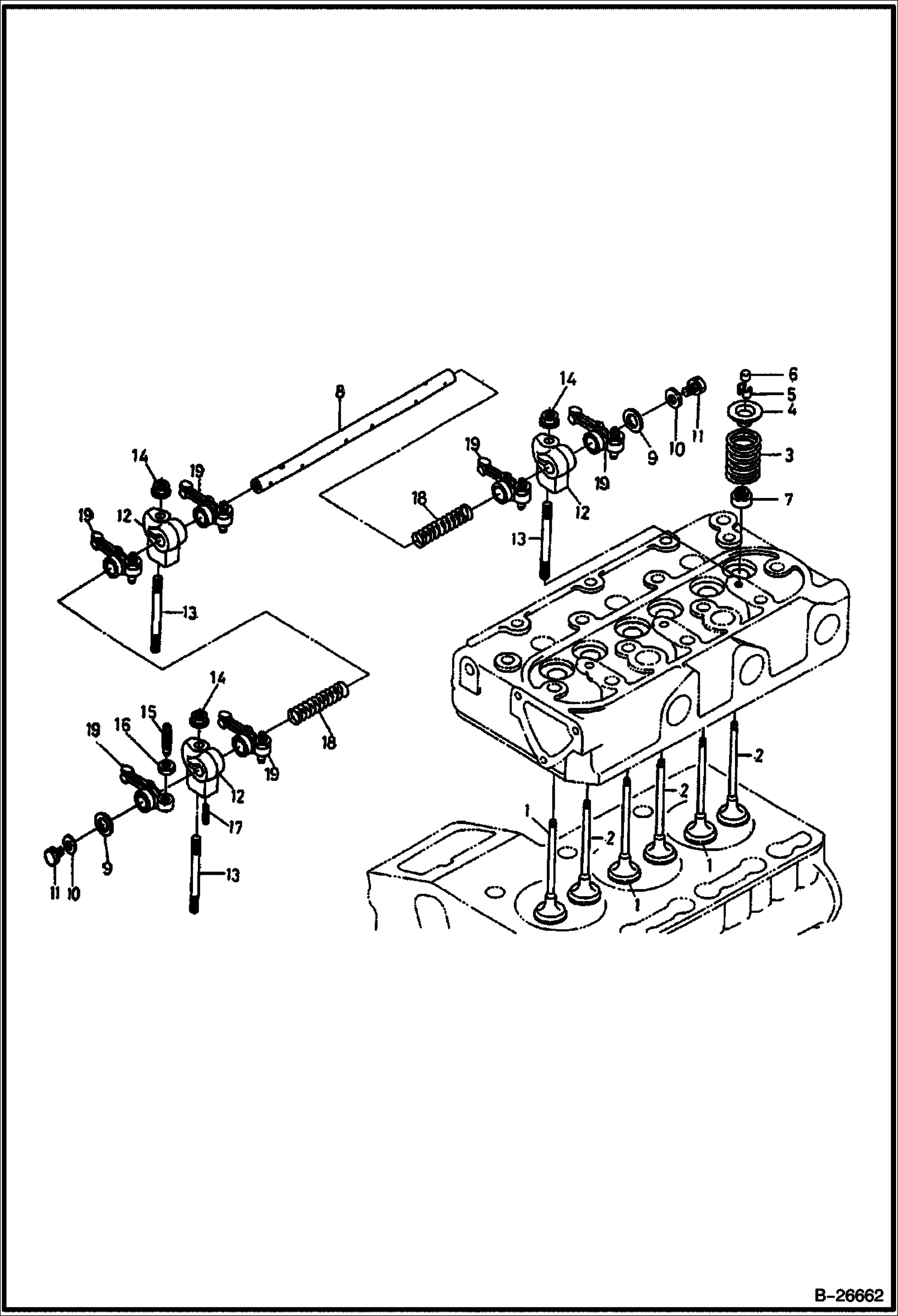 Схема КОРОМЫСЛО КЛАПАНА И КЛАПАНЫ KUBOTA D722