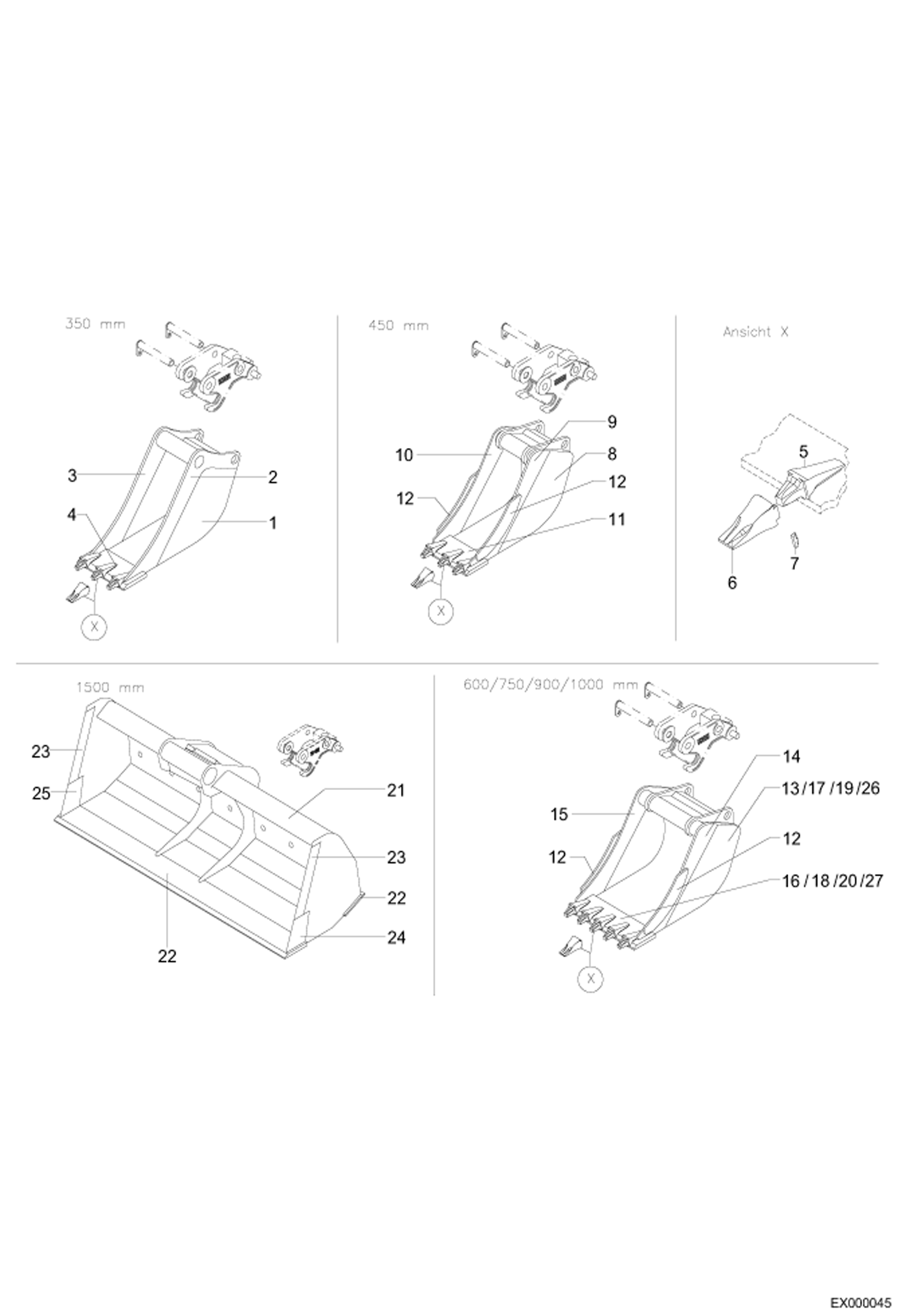 КОВШ 350,450,600,750,900,1000,1500 ММ