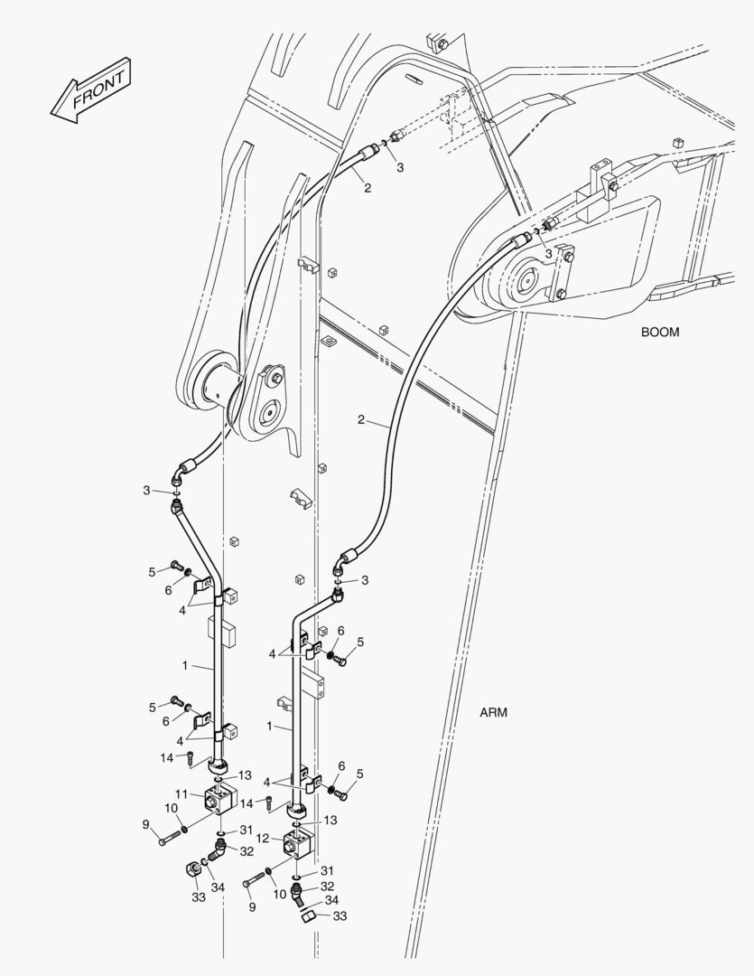ГИДРОСИСТЕМА РУКОЯТИ - ВРАЩАЮЩИЙСЯ (РУКОЯТЬ 3.25 м)