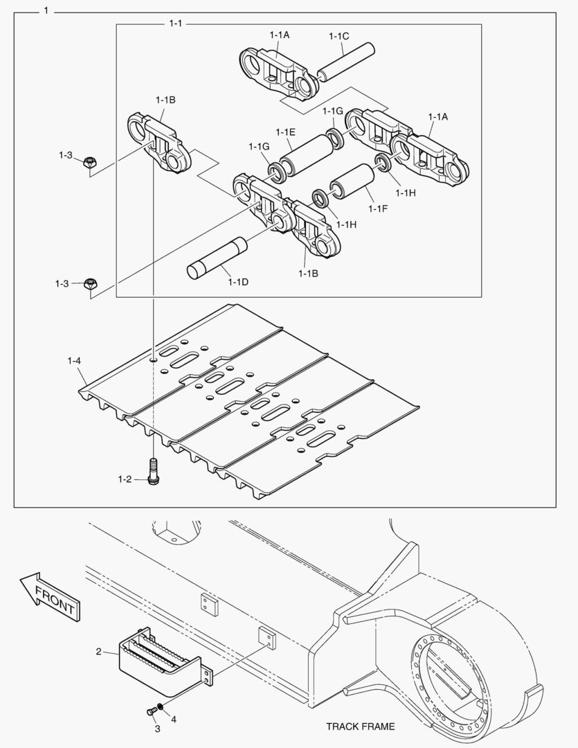 Схема БАШМАК ГУСЕНИЦЫ - 900G(ФИКСИРОВАННАЯ ГУСЕНИЦА)
