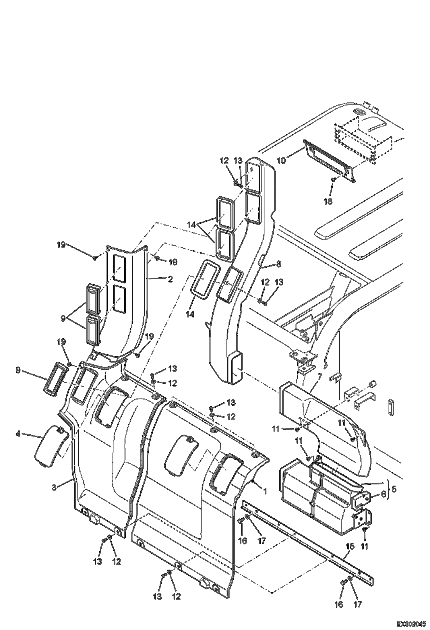 КОНДИЦИОНИРОВАНИЕ ВОЗДУХА (ЗАДНИЕ КРЫШКИ И ТРУБОПРОВОДЫ)