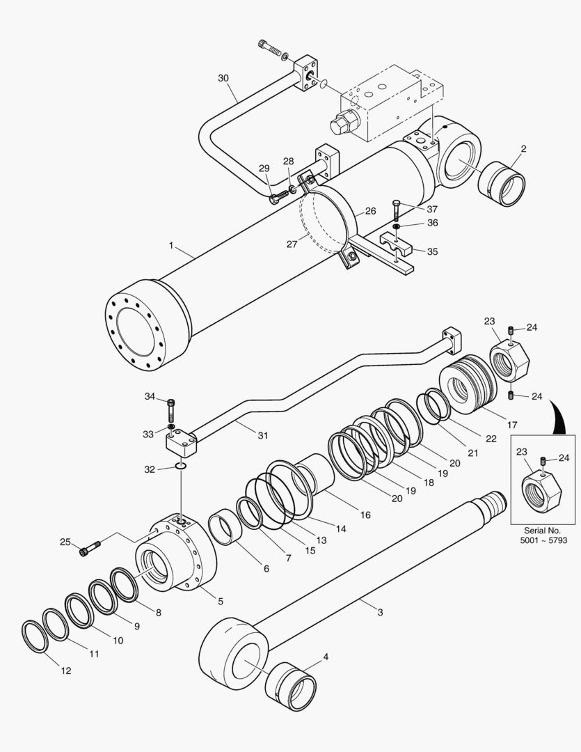 4310 BOOM CYLINDER - L.H (LOCK VALVE) [5001~5800]