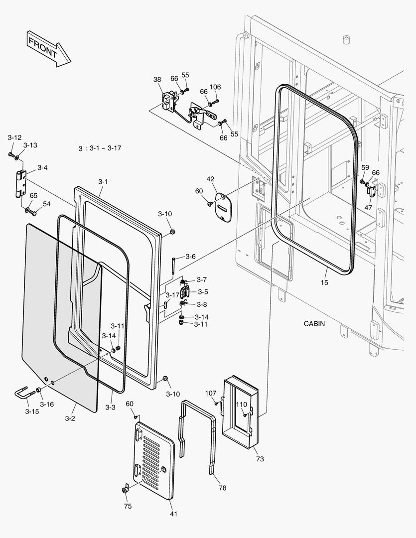 5710 CABIN(5) - DOOR ASS`Y(R.H-WITHOUT ROOF)