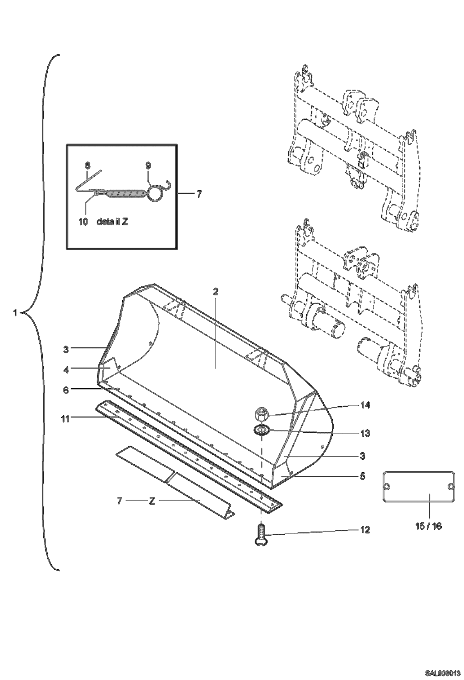 КОВШ ДЛЯ ЛЕГКИХ МАТЕРИАЛОВ 1850 ММ БЫСТРОСЪЕМНЫЙ