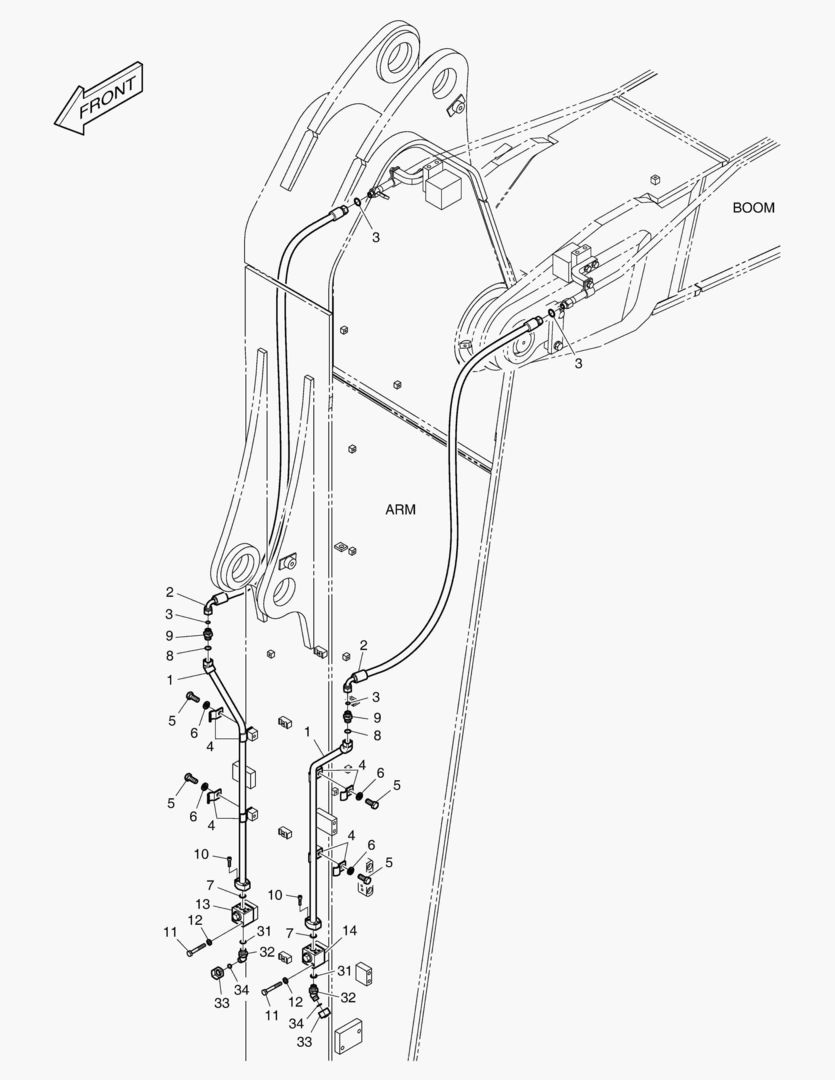 ГИДРОСИСТЕМА РУКОЯТИ - ВРАЩАЮЩИЙСЯ (РУКОЯТЬ 3.98 м)