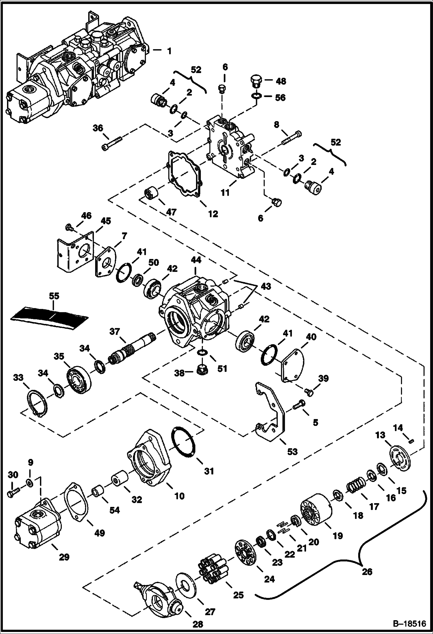 ГИДРОСТАТИЧЕСКИЙ НАСОС (M44 - БЕЗ УСИЛИТЕЛЯ РУЛЯ РУЛЕВОГО КОЛЕСА) (СЕРИЙНЫЙ НОМЕР 5141 15001-22813, 5142 13000-22027)