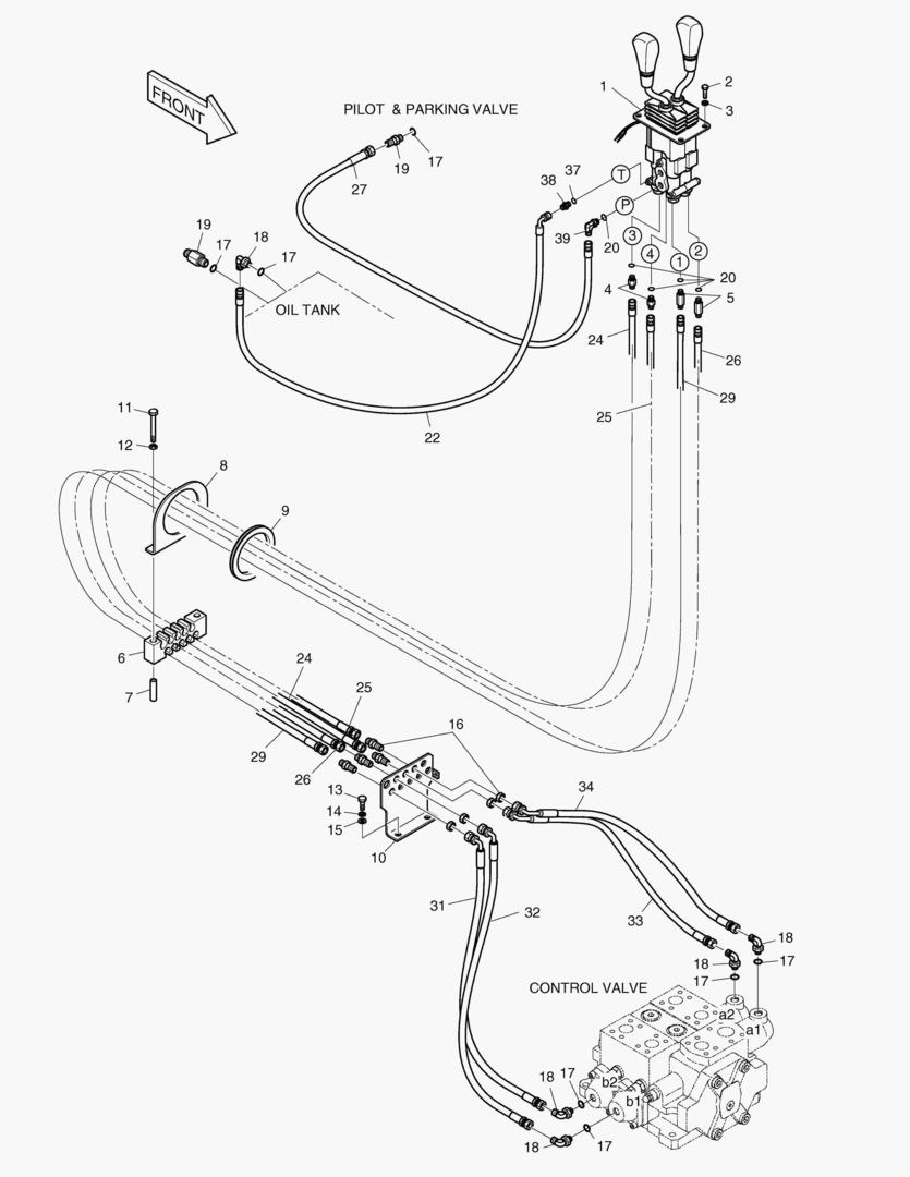 ТРУБОПРОВОД СЕРВОУПРАВЛЕНИЯ(2 РЫЧАГА-2 КАТУШКИ)